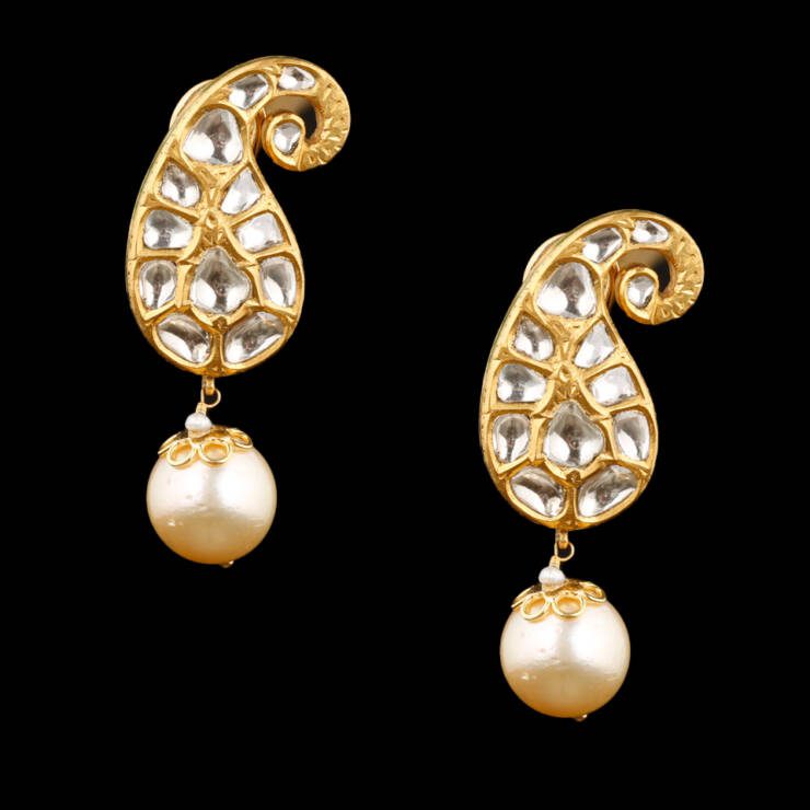 KMN 213 Paisley Earrings Uncut Diamond