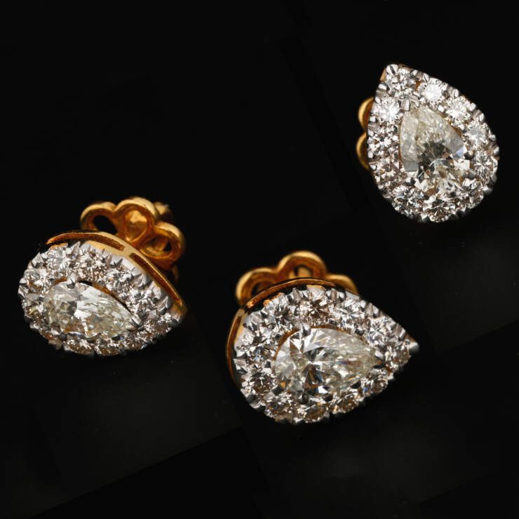 KMN 218 Pear Shaped Solitaire Earrings