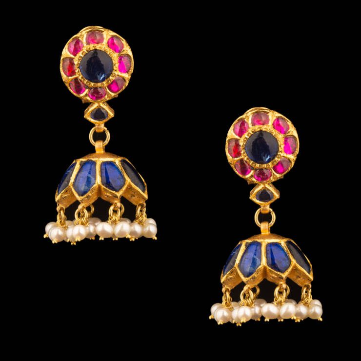 KMN-324 Ruby And Sapphire Earrings