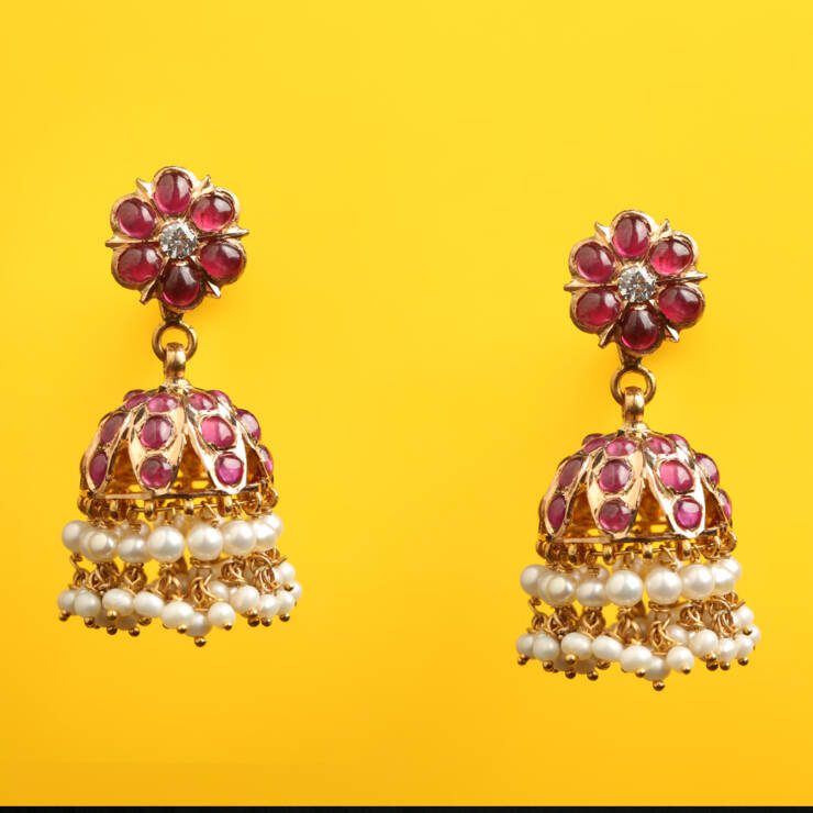 KMN 189 - Antique Ruby Jhumka