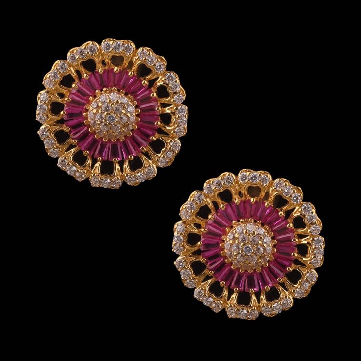 KMN 326 - Ruby & Diamond Earrings