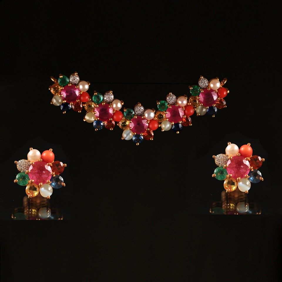 KMN-160-Navaratna-Floret-Earrings